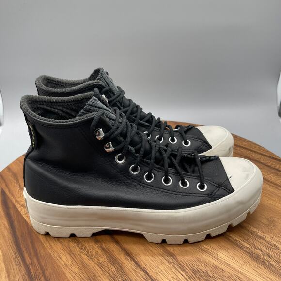 Converse Chuck Taylor CTAS Shoes Womens 8.5 Black Leather Lugged Chunky Platform - Picture 1 of 8